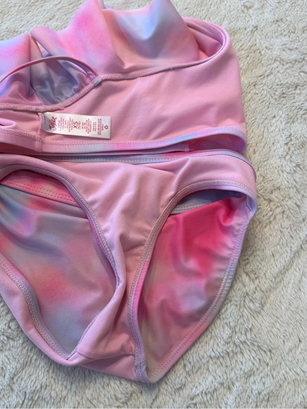 Justice Pink Purple Tie-Dye Ruffle Bikini Set